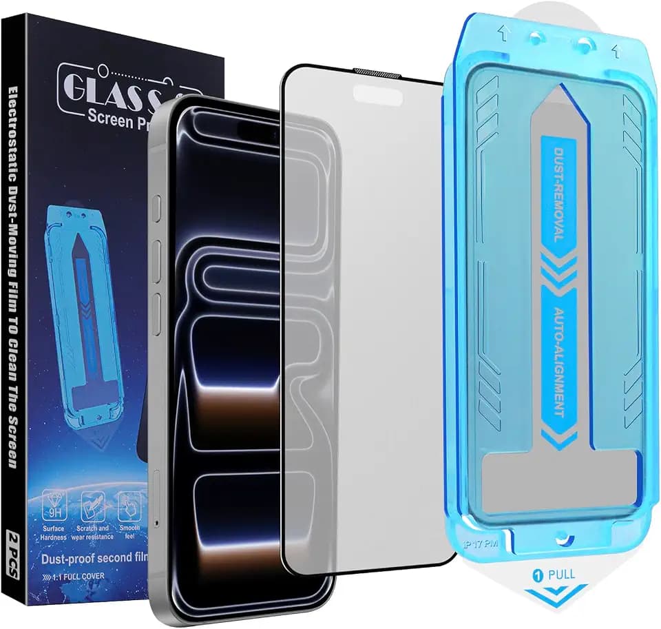 2-Pack Matte Screen Protector for iPhone 17 Pro Max 6.9-inch,9H Tempered Glass, Full Coverage, Anti-Fingerprint, Auto Dust-Elimination, No Bubble, Easy Installation
