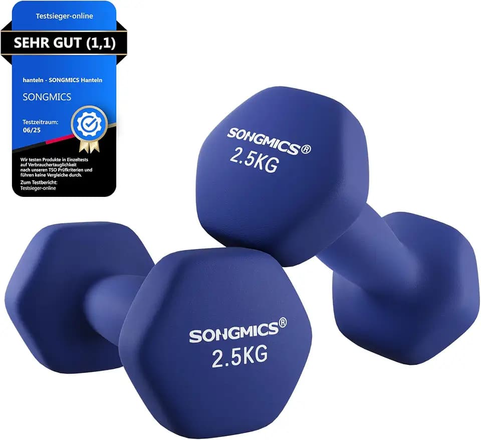 SONGMICS Kurzhanteln 2er Set Hanteln Hexagon Neopren Beschichtung Krafttraining Workout Fitness Training Zuhause