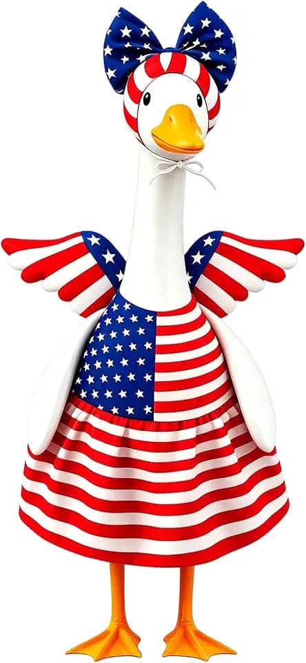 Go Ho 4th of July Porch Goose Outfit Angel Style, American Flag Patriotic Clothes for 23 Inch Porch Goose Statue, Independence Day Costume, 250th Anniversary USA Outdoor Lawn Garden Decoration