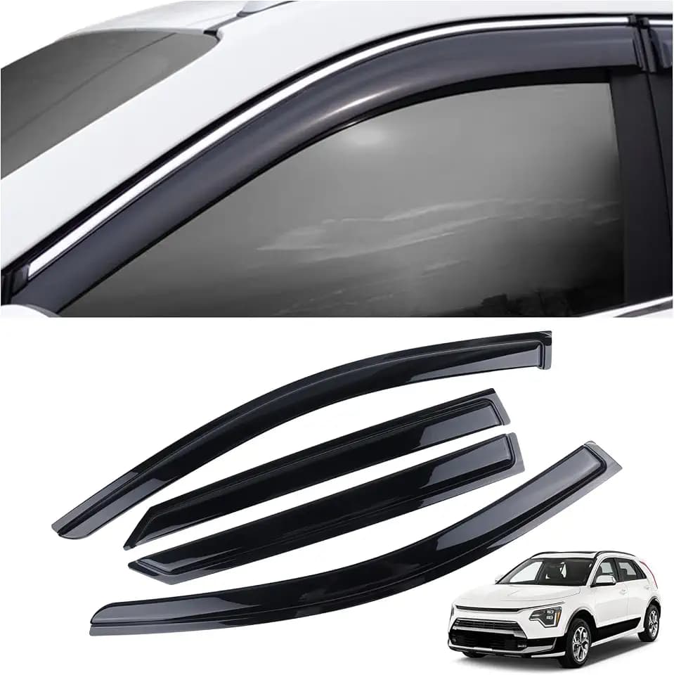 4 Pieces in-Channel Extra Durable Rain Guards Fit for 2023-2025 Kia NIRO,Window Deflectors,Window Visors (Smoke Black)