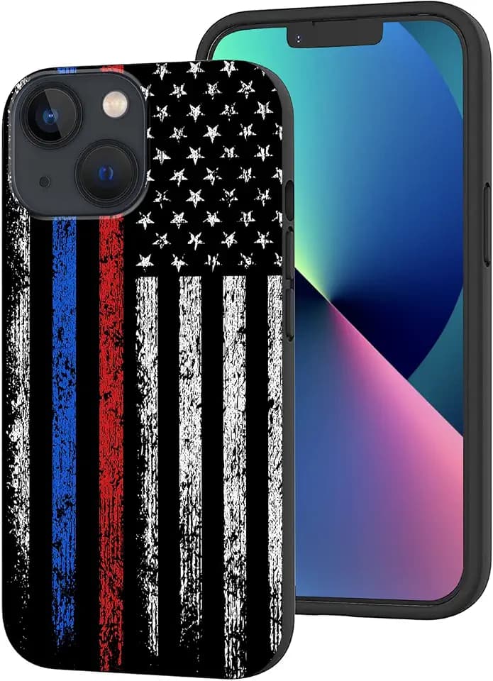 Compatible with iPhone 13 Case with Red Blue American FlagDesign for Girls Women TPU Shockproof Protective Case for iPhone 13 6.1"