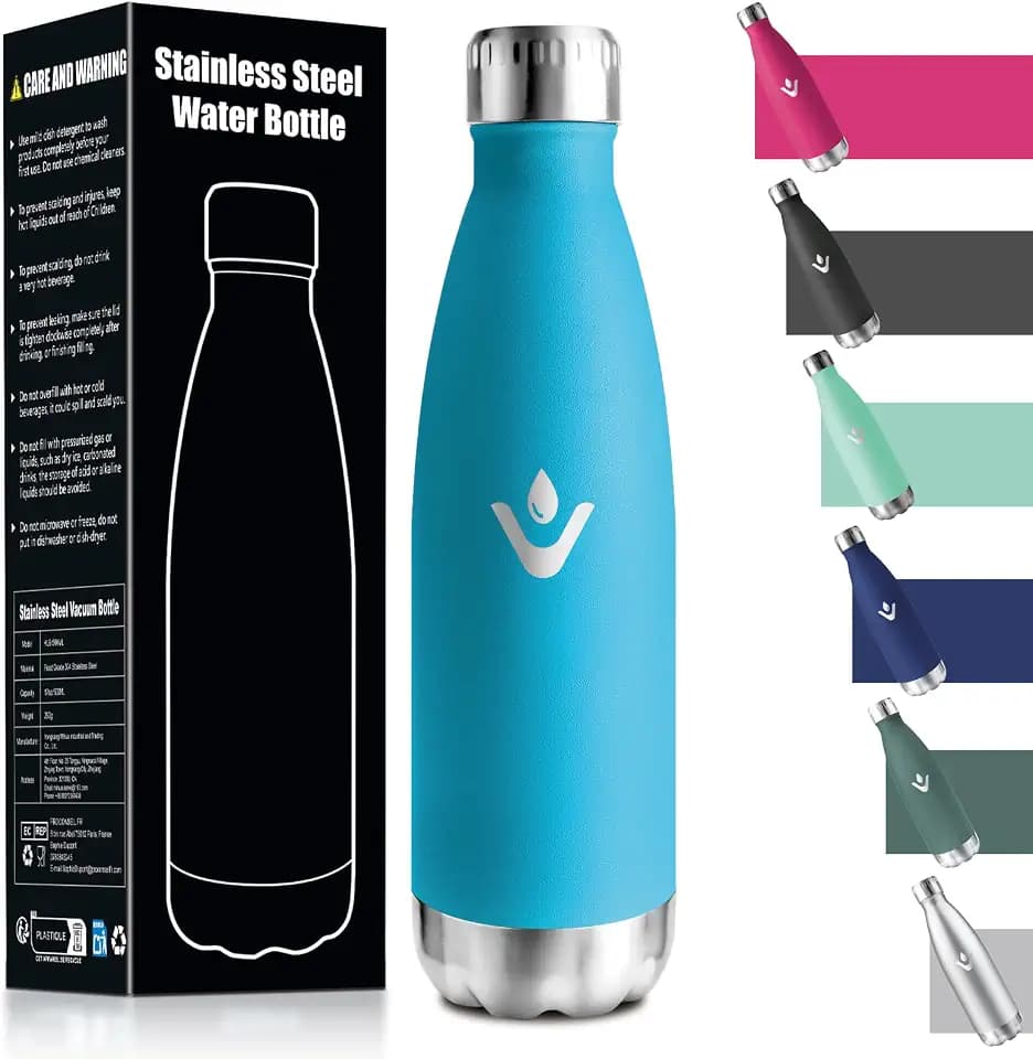 HoneyHolly Trinkflasche Edelstahl 750Ml, 18/8 Edelstahl, Thermosflasche, BPA-frei, Trinkflasche Sport, Doppelwandig Vakuumisoliert, Flasche für Outdoor, Camping, Picknick - Himmelblau