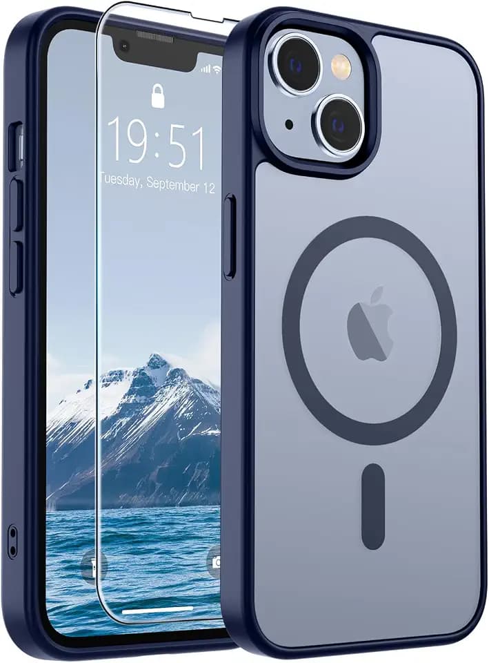 SUPFINE Magnetic for iPhone 13 Case/iPhone 14 Case Navy Blue