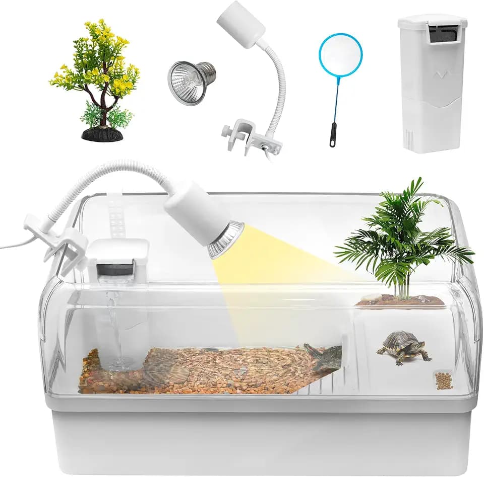 Turtle Tank Starter Kit for Baby Turtle,6.57 Gallon Aquarium Medium