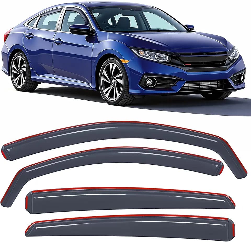Nilight in-Channel Rain Guards for Honda Civic Sedan 2016-2021, 4PCS