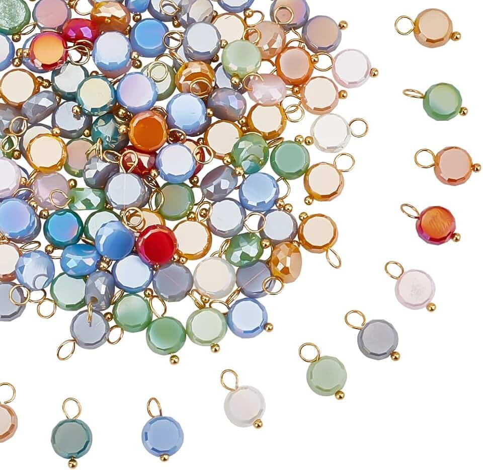Glass Bead Charms Colorful Mixed Shape Crystal Connectors Charms with Loops Links Connectors for DIY Bracelet Earring Necklaces Jewelry Making