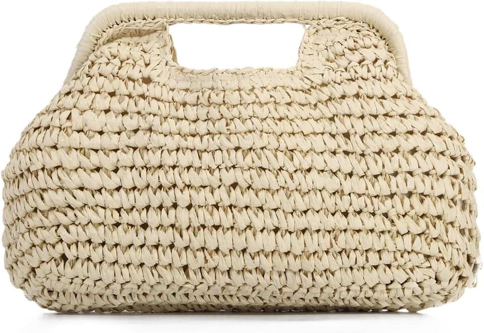 Oweisong Women Straw Clutch Purse and Handbags Summer Beach Dumpling Bag Boho Clutch Woven Wicker Purse