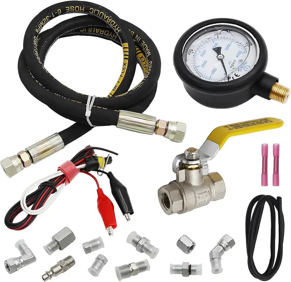 6000PSI Fuel Pressure Test Kit Hpop Test Gauge Kit Fuel Pressure Testers Compatible with Ford 1994-2007 F250 F350 Powerstroke 6.0L & 7.3L Diesel Engines