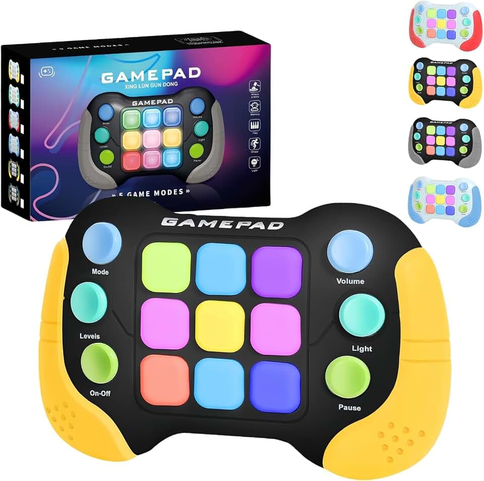 Quick Push Game Fidget Toys Erwachsene Kind,Gelb Pop It Spielzeug Handheld Spielkonsole,Puzzle Spielmaschine Stressabbau Spielzeug Elektronisches Light Up Pop Spiel Geburtstagsgeschenk für Kinder