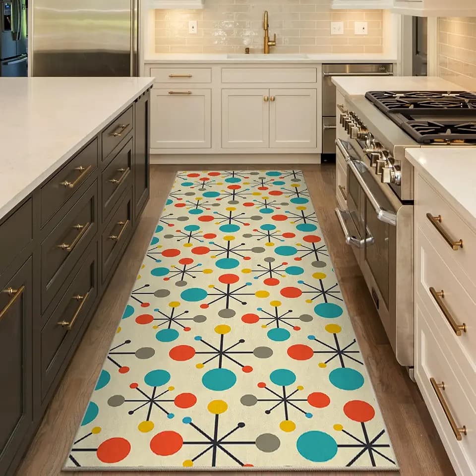 Retro Mid Century Modern Kitchen Runner Rugs for Hallways 2'x 6'