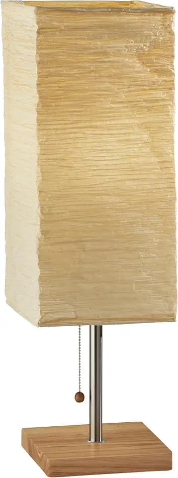 Adesso Table Lamp, Brushed Steel & Off-White, Pull Chain, 26”