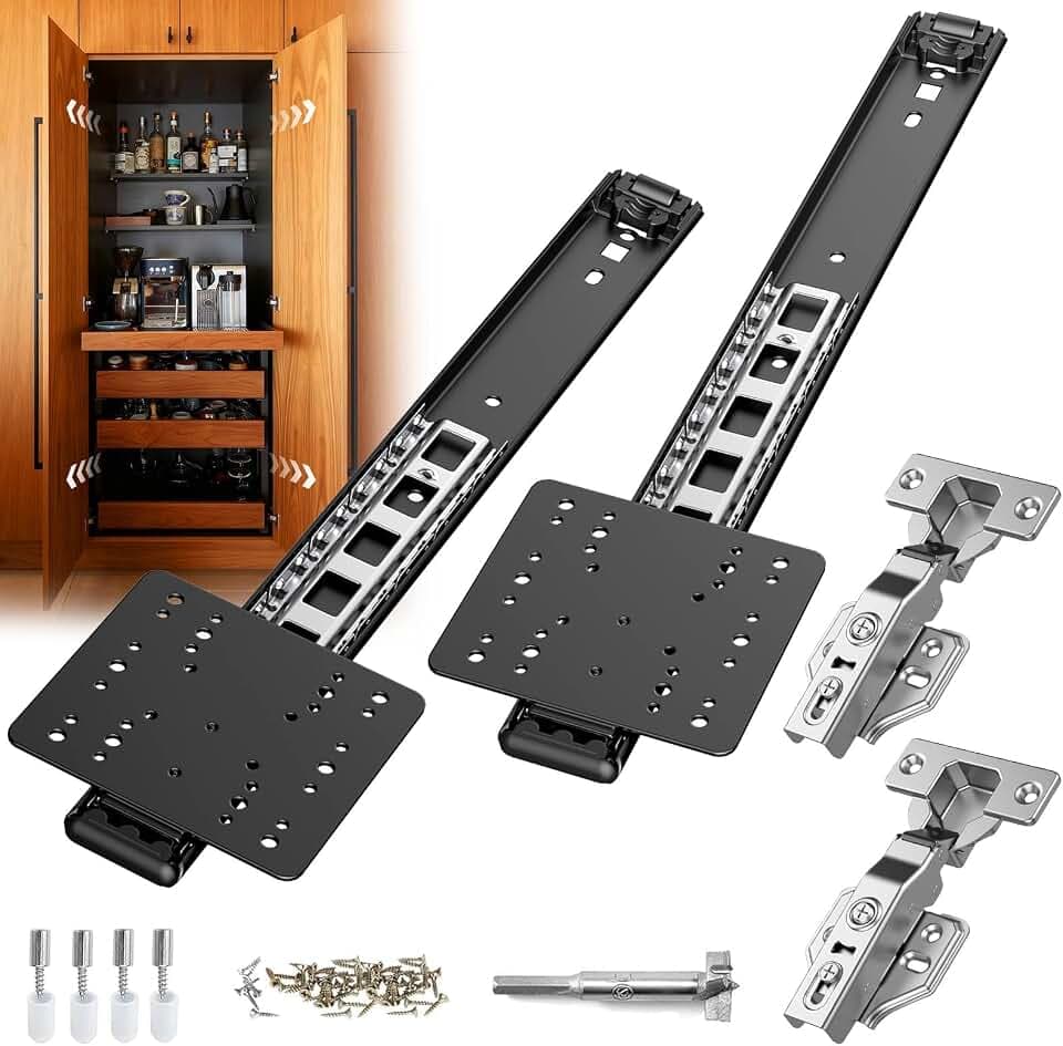 Pocket Door Hardware 16in Sliding Kit for Cabinet Wardrobe Doors 2PCS