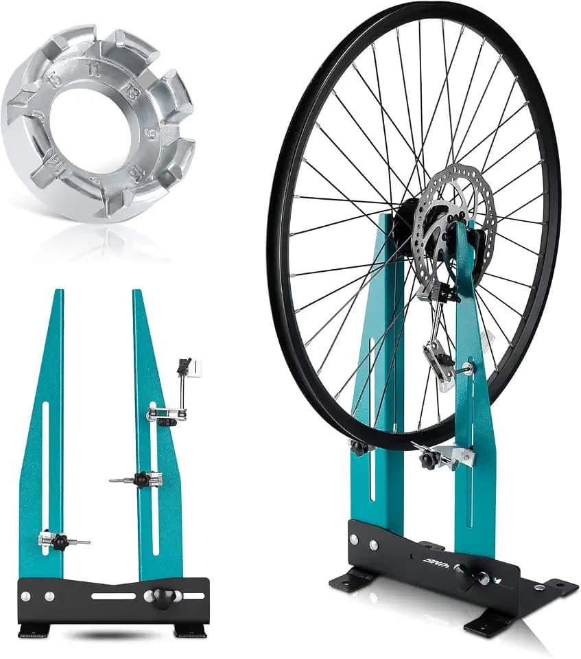 Wheel Truing Stand - Professional Bicycle Wheel Maintenance with Spoke Wrench, Removable Multi-function Bicycle Wheel Alignment Repair Tool ,Great Tool for Rim Truing For MTB Road