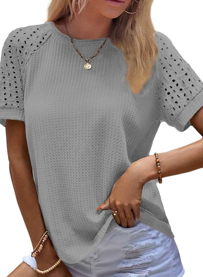 SHEWIN Women's Waffle Knit Tops Summer Business Casual Dressy Shirts 2026