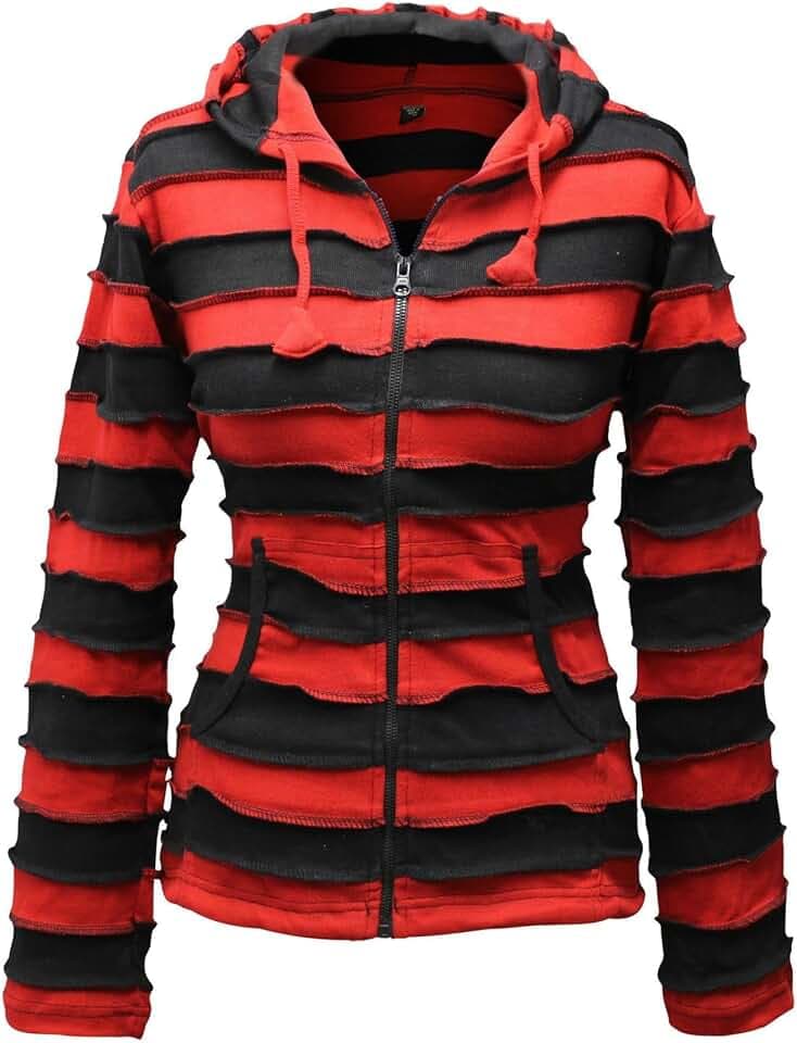 Shopoholic Fashion Damen Mehrfarbig Henna Hand Spitz Kapuzenpulli verblichen Hippy Jacke