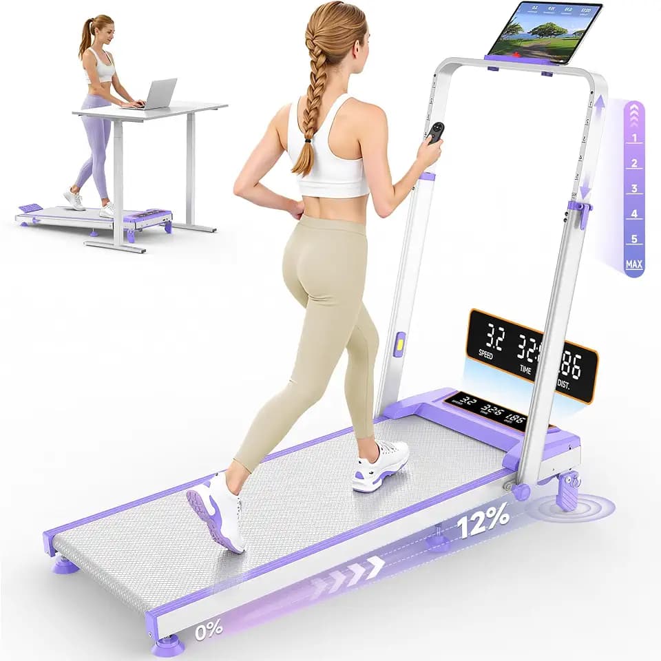 Trisomy 12% Incline Walking Pad Treadmill for Home, 3.5HP Walking Pad with Incline/Adjustable Height, 4 in 1 Under Desk Treadmill with Handle Bar, Foldable Treadmill 350LBS, APP & Remote, LED Display
