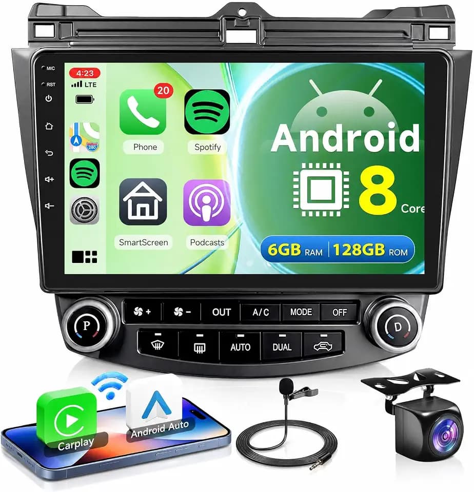 Rimoody 8Core 6G+128G Car Stereo Radio for Honda Accord 2003-2007