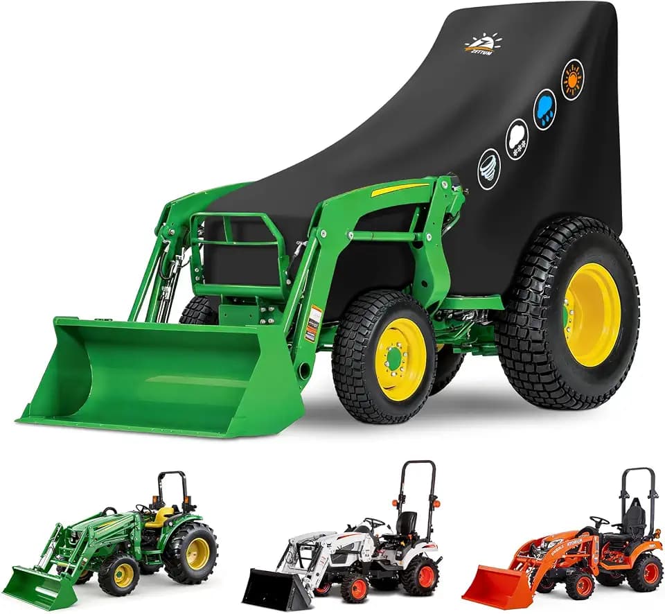 Zettum Tractor Cover - 600D Tractor Upper Body Cover, Waterproof Compact Tractor Operator & Hood Covers, Outdoor Protection for Seat & Controls, Compatible with John Deere, Kubota, Mahindra and More