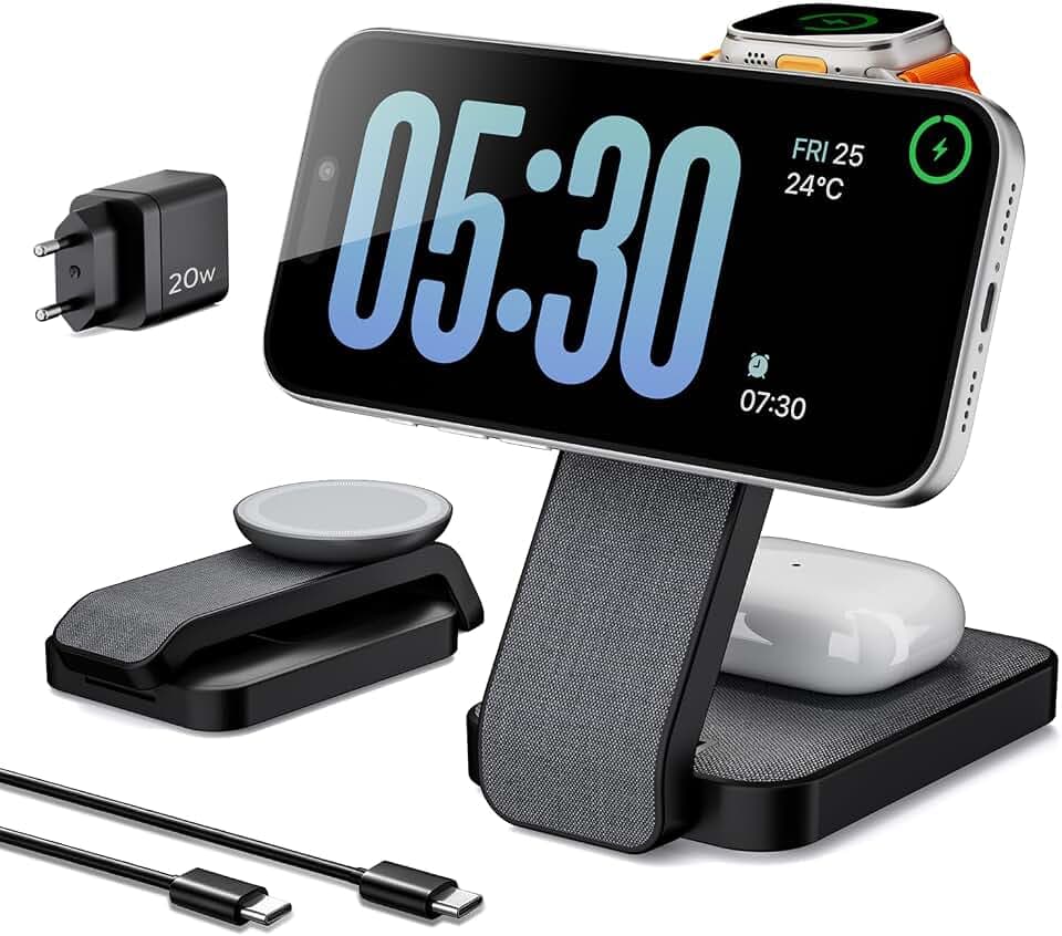 Eazpower Magsafe Ladestation für Apple Watch und iPhone 3 In 1 Faltbare