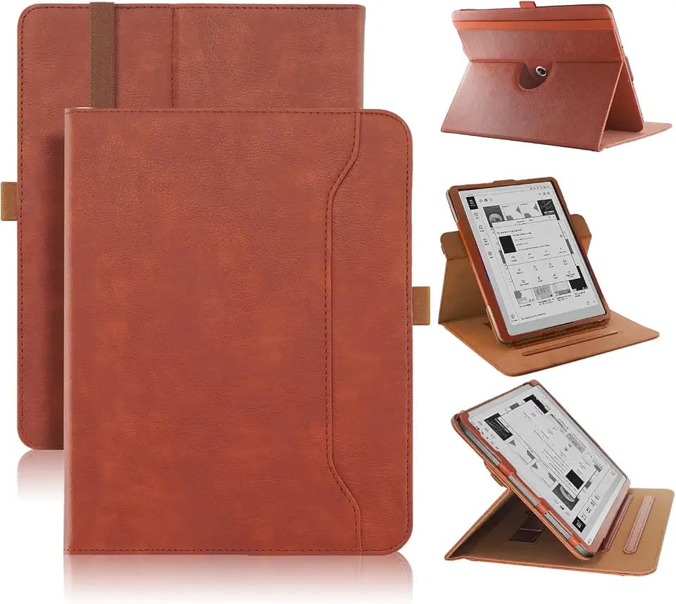Case Compatible with BOOX Tablet Go 10.3 inch Tablet (2024 Released) PU Leather with Hand Strap Foldable Stands Cover Auto Sleep/Wake,Brown