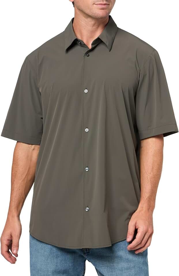 Armani Exchange Men's Short Sleeve Regular Fit Stretch Button Down