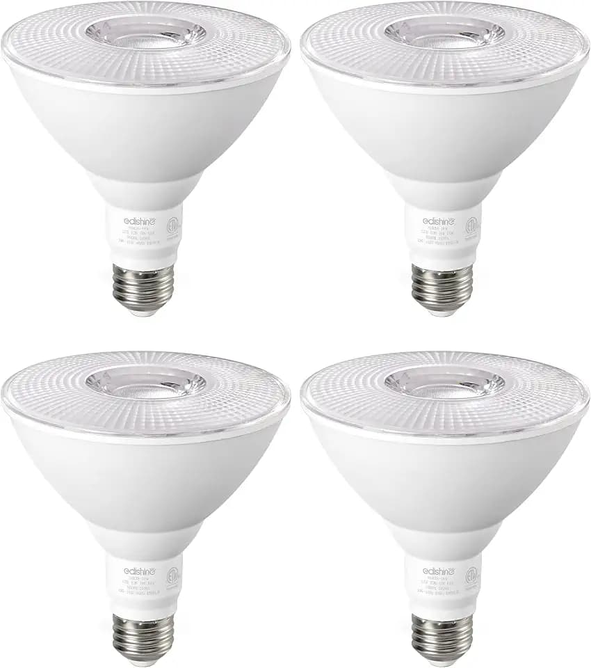 EDISHINE PAR38 LED Flood Light Bulbs Outdoor Dimmable 5000K 1800LM 4 Pack