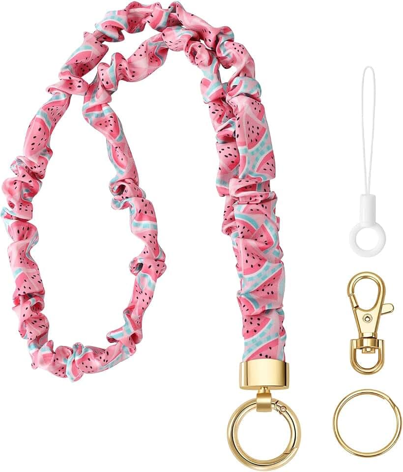 Stretchy Lanyard for ID Badges,Teacher Lanyard for Keys, Cute Neck Lanyard for Women (Watermelon)