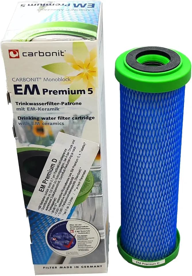 Wasserfilterpatrone EM Premium D mit EM Keramik | mit EM Keramik | speziell für Waserverwibeler geeignet | besserer Wassergeschmack | komptibel zu Carbonit SANUNO & Vario HP | AquaAvanti | WatPass