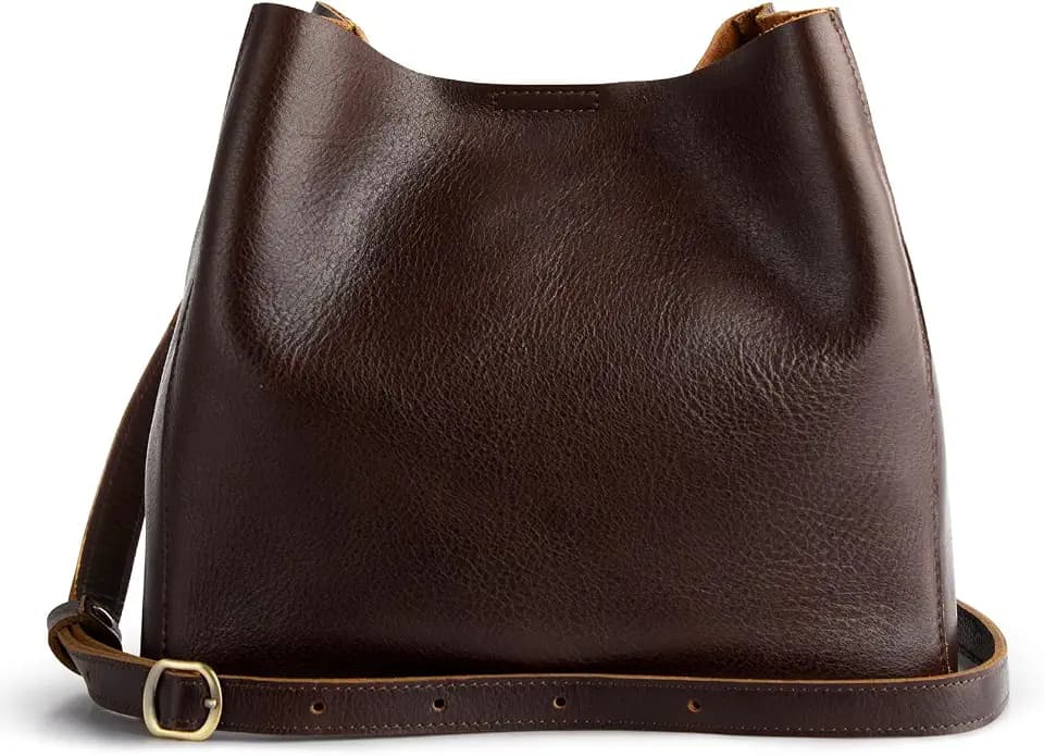 S-ZONE Leather Crossbody Bags for Women Shoulder Bucket Purses Handbags