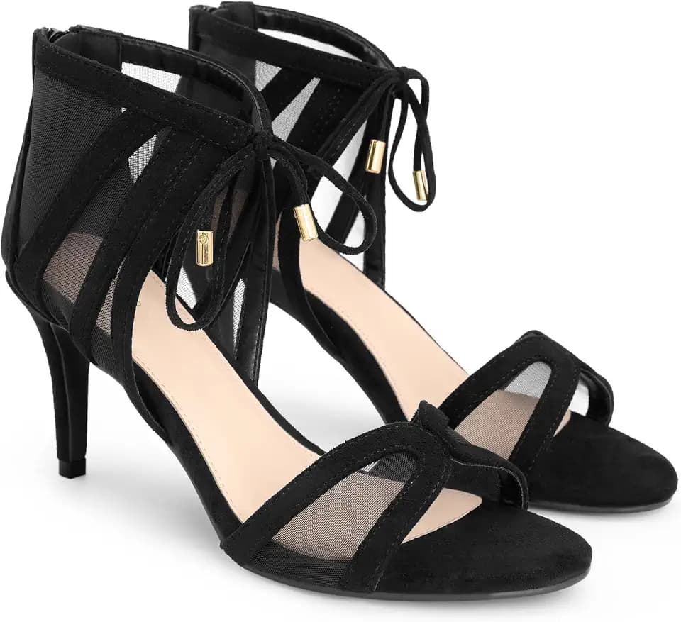 Perphy Lace Up Mesh Stiletto Heel Gladiator Sandals for Women