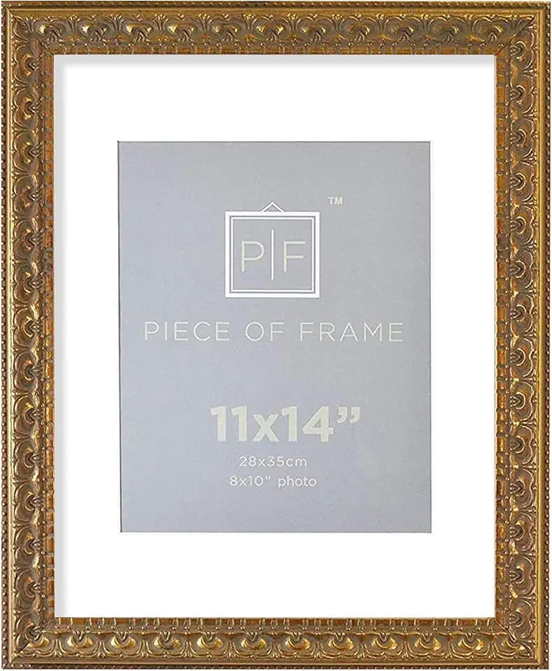 Golden State Art 11x14 Bronze Photo Frame White Mat for 8x10 Real Glass