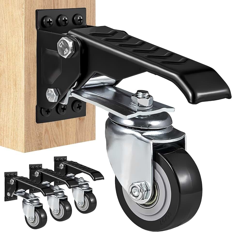 VEVOR 4er-Set Lenkrollen Werkbank, 300kg Gesamttragkraft, Möbelrollen Doppelkugellager Schwerlastrollen aus Polyurethan Transportrollen mit Bremse Industrierollen 160x70x174mm