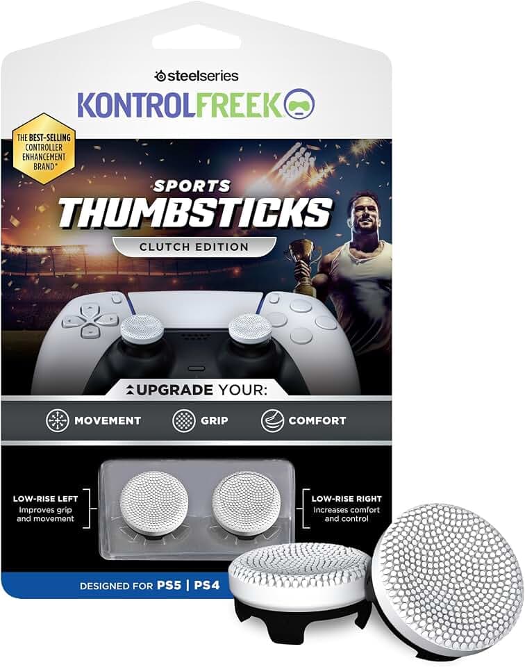 KontrolFreek Clutch für PlayStation 5, PS5 und PlayStation 4, PS4-Controller, Performance-Thumbsticks, 2 Low-Rise Concave, Schwarz & Weiß