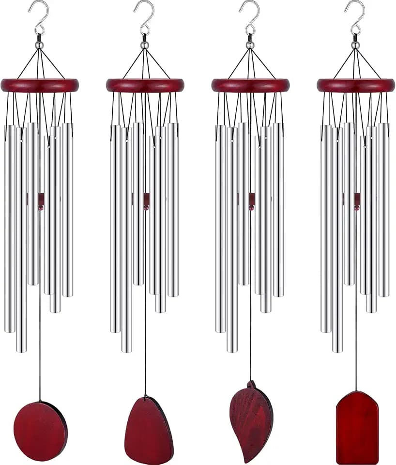 Tatuo 28'' Memorial Wind Chimes for Outside Gift, Silver, Simple Style