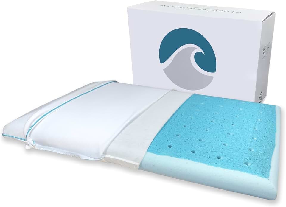 Bluewave Bedding Kissen, schmal, superdünn, mit Gel-Infused Memory Foam Kissen Ultra Slim (Plush) blau