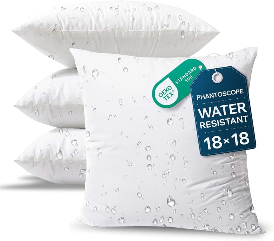 Phantoscope Outdoor Pillows Waterproof 18x18 Outdoor Pillow Inserts 4 Pack