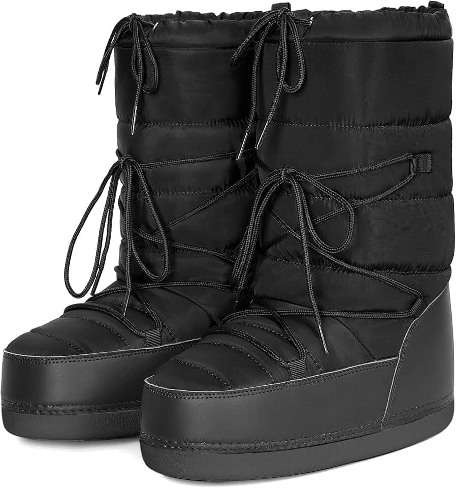Womens Winter Snow Boots Mid Calf Anti-Slip Boots