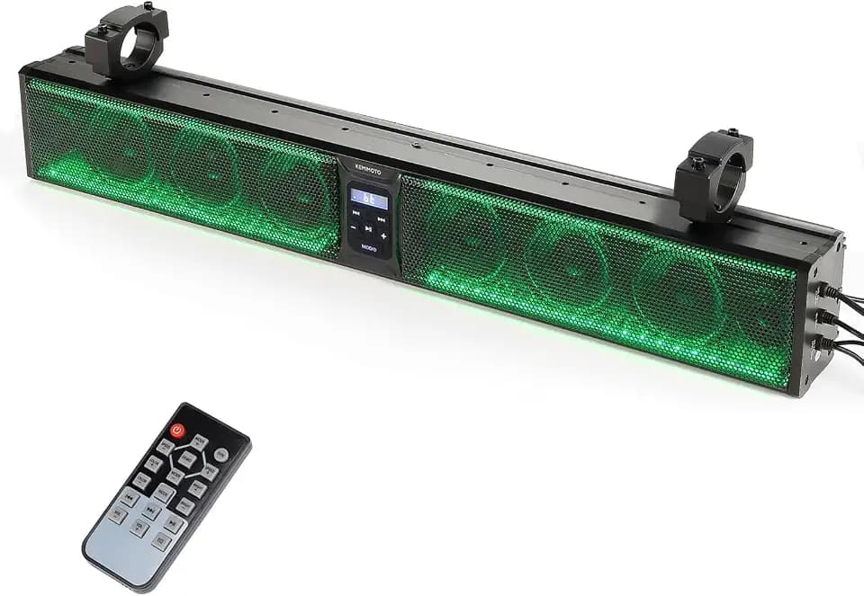 KEMIMOTO Sound bar 8 Speakers 32 inch Heavy-Duty Metal ATV UTV Soundbar
