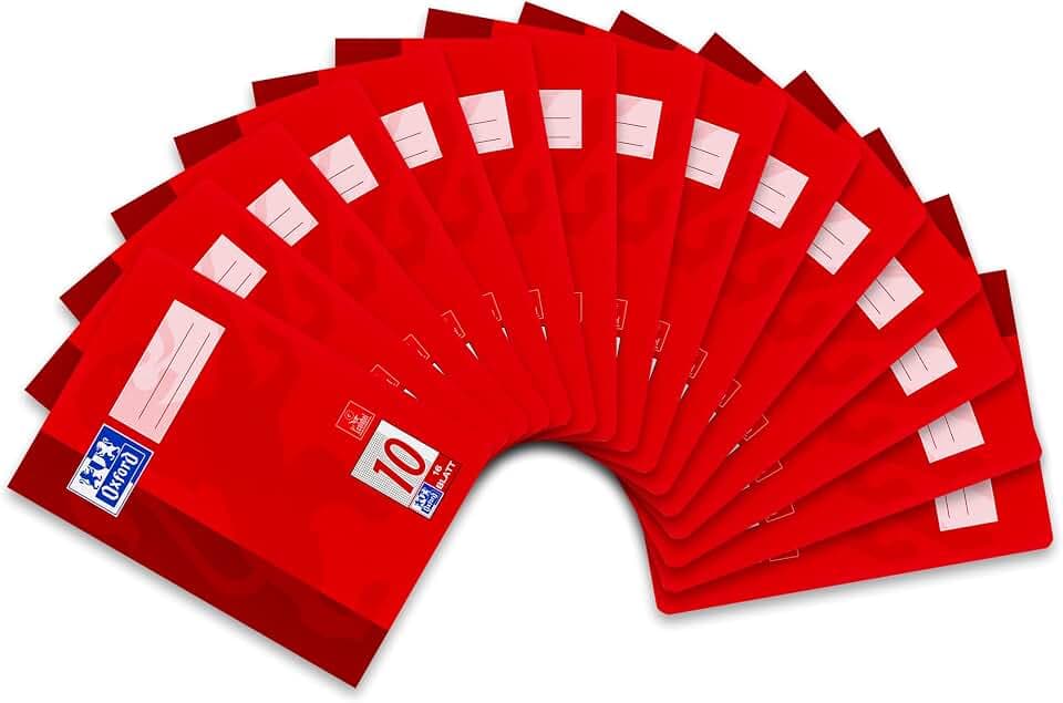 Oxford Schulheft A5, 16 Blatt, Lineatur 10, kariert mit Rand, 15 Stück