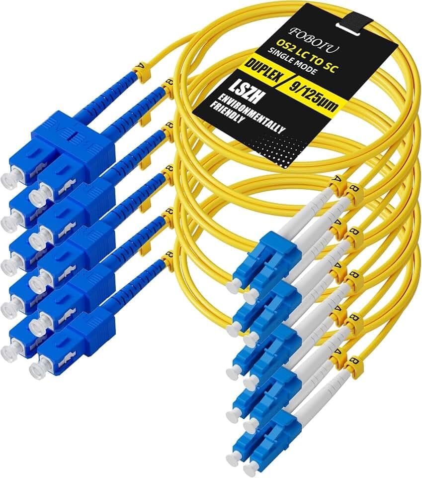 5 Pack OS2 SC to LC Fiber Patch Cable 1m/3.3ft, Single Mode, Duplex