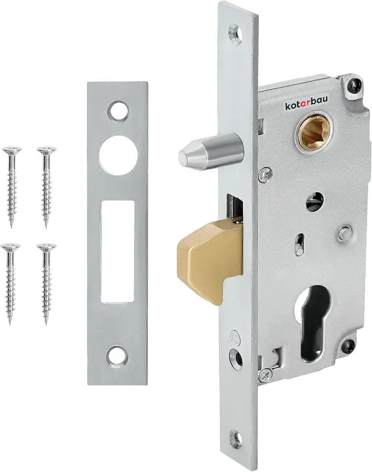 KOTARBAU® Hakenschloss für Schiebetore 30/72 mm, DIN Rechts/DIN Links | Einsteckschloss für Schiebetür, Türschloss + Schließblech, Gartentor Schloss, Schiebetürschloss mit Führungsdorn, Stahl