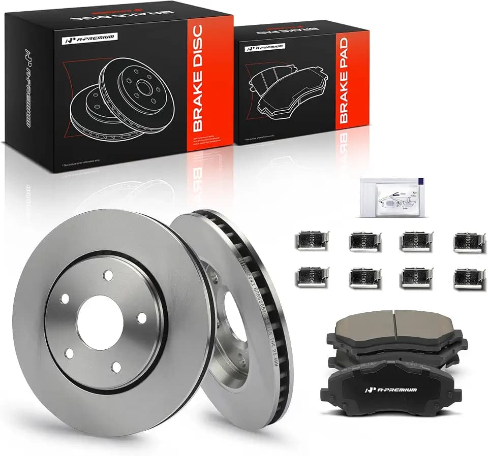 A-Premium 11.88 inch (301.8mm) Front Vented Brake Rotors & Ceramic Pads Kit