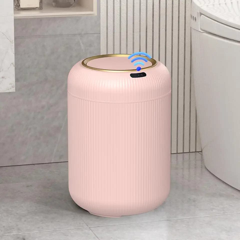 Small Pink Trash Can Bathroom,Motion Sensor Garbage Can Automatic