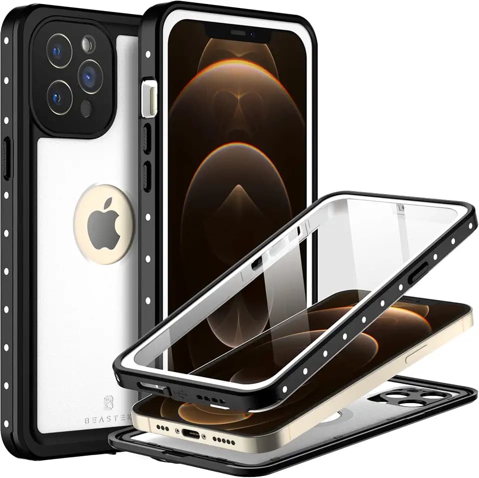 BEASTEK for iPhone 12 Pro Waterproof Case, NRE Series Shockproof Dustproof Underwater IP68 with Built-in Screen Protector Anti-Scratch Protective Cover, for iPhone 12 Pro (6.1'') (White)