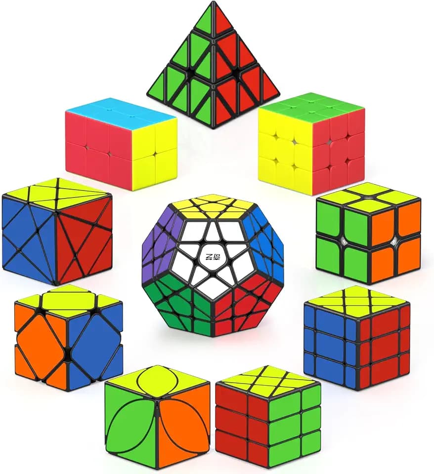 ROXENDA Zauberwürfel Set 2X2 3X3 2X3 Pyramide Dodekaeder Skew Axis Windmill Fisher Ivy Speed Würfel Set Sammlung Puzzles für Kinder und Erwachsene, [10er Pack]