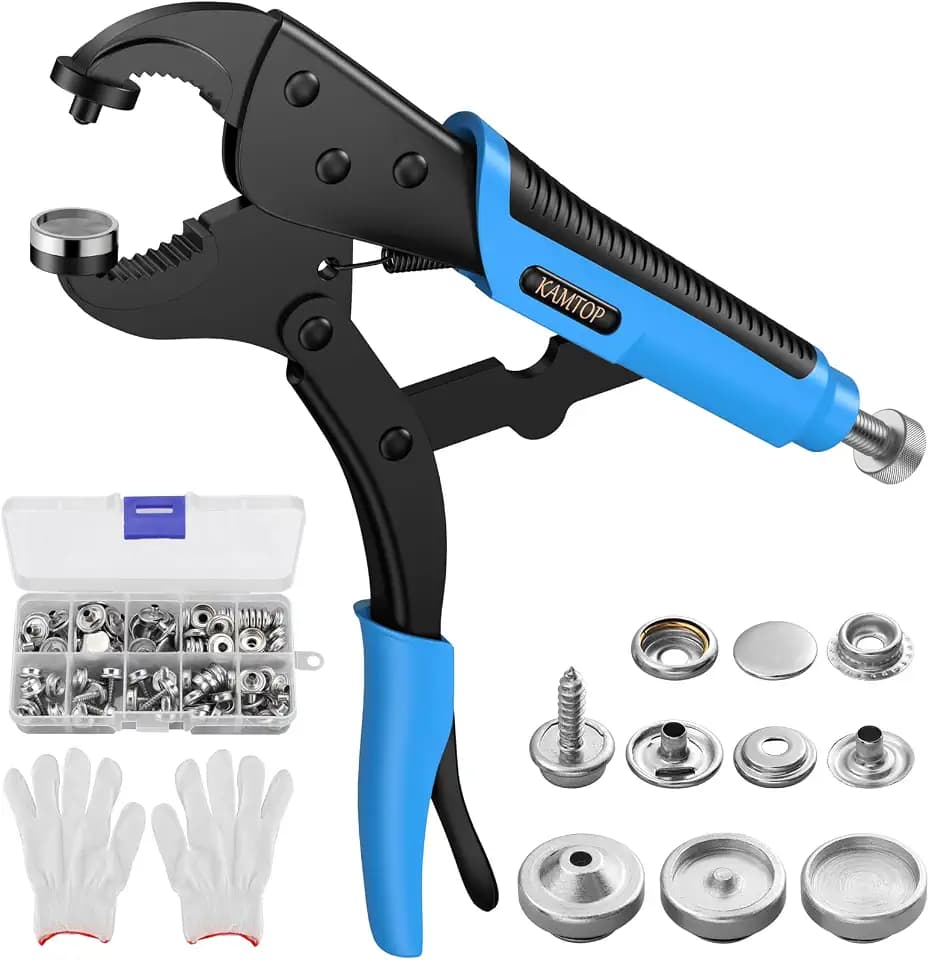 Kamtop Metall-Druckknopf-Set mit Zange, 3 Formen, 30 Sets, Blau, Edelstahl, Metall, Befestigung, Druckknopfzange