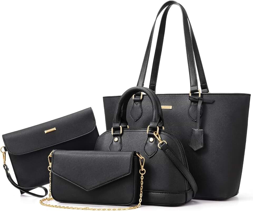 Bagsure 4-Piece Purses for Women, Tote Bag, Crossbody Bag and Wallet