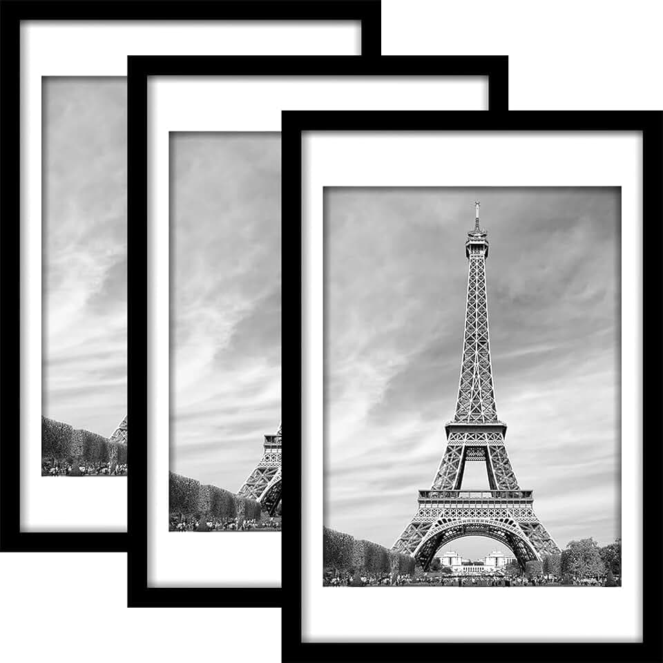 Abtgt 20x30 Picture Frame with 18x24 Mat for Wall Art, 3 Pack Black