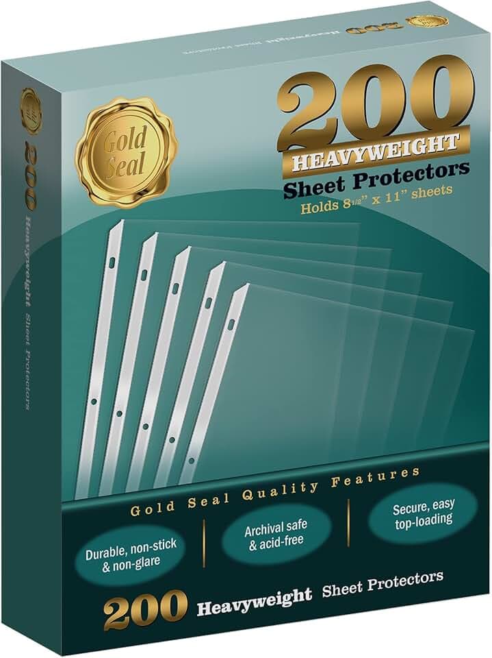 GOLD SEAL 200/Box Clear Heavyweight Poly Sheet Protectors, 8.5" x 11"