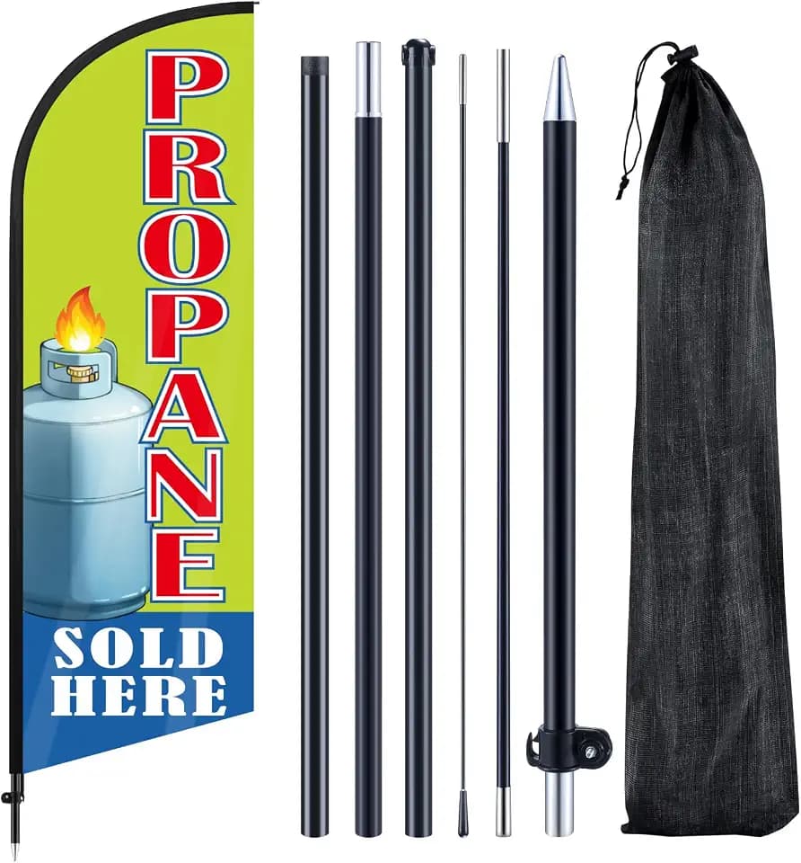 Remagr 7 Ft Propane Feather Flag with Pole Stake, Swooper Banner Sign